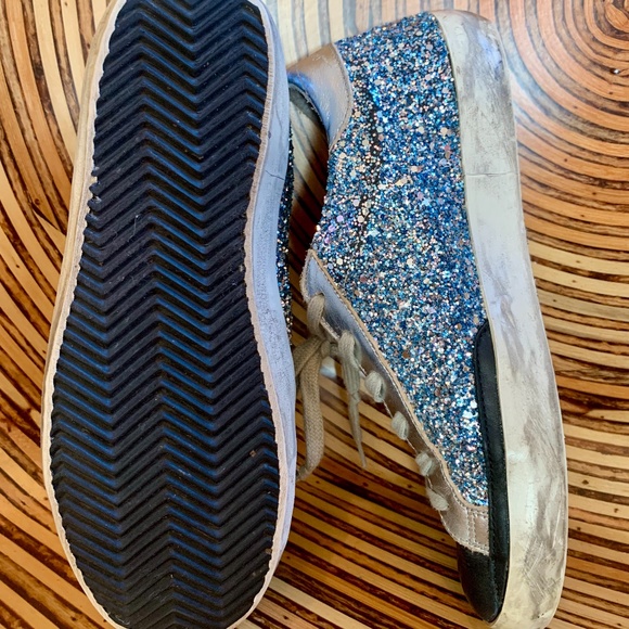 (SIZE 7) GOLDEN GOOSE NAVY/SILVER SNEAKER (37) - Picture 4 of 16